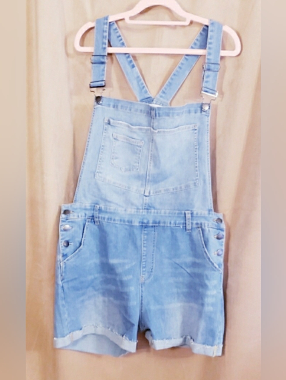 PINK LILY DENIM SHORTSIE OVERALLS